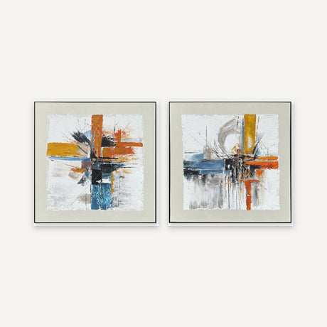 Set de 2 cuadros · Impacto Cromático · 102×102 c/u