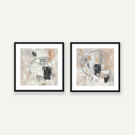 Set de 2 cuadros · Giro Abstracto · 80×80 c/u