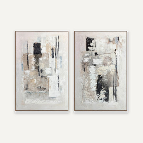 Set de 2 cuadros · Arena Y Carbón · 100×150 c/u