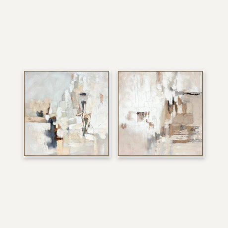 Set de 2 cuadros · Sombras En Marfil · 100×100 c/u